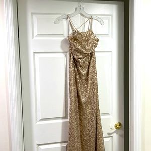 David’s Bridal high neck sequin shiny dress. Size 4 in GOLD